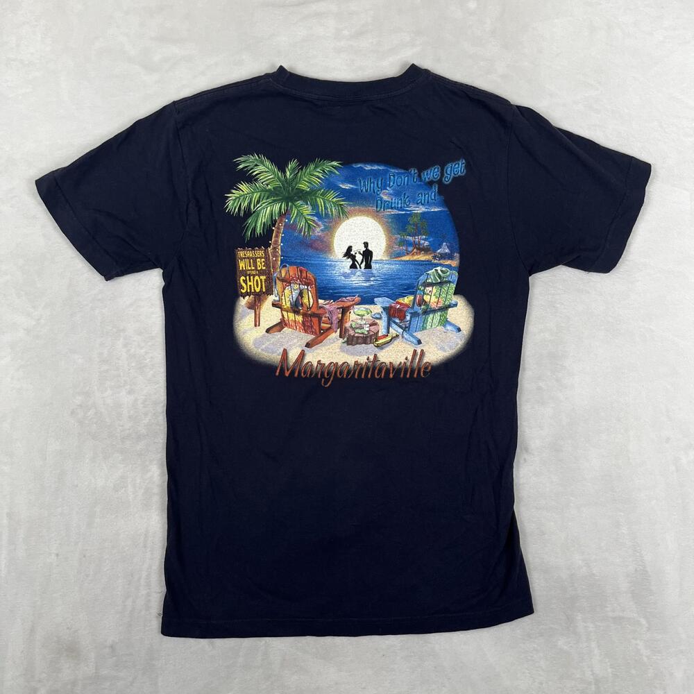 VTG Margaritaville T-Shirt Mens Medium Blue Las Vegas Why Don't We Get Drunk